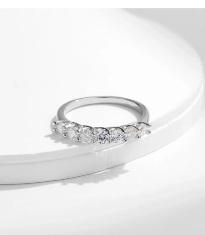 Moissanite Wedding Band 925 Sterling Silver Ring Platinum Plated Lab Diamond Stackable Crown Jewelry For Women Gifts