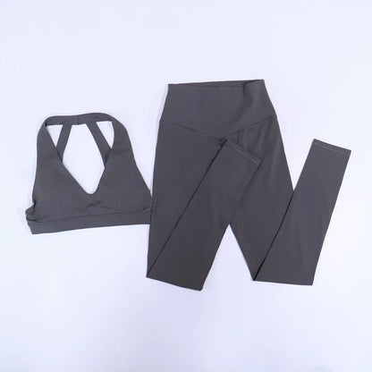 New Summer Women's Ultra Soft Sports Bra And Yoga Pants Set Fashionable Two-Piece Gym Workout Shock-Absorbing Underwear Suit