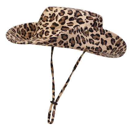 Men Leopard Print Big Brim Bucket Hats Fishermen Caps Outdoor Casual Cap Men Sunscreen Hat Adventure Hat