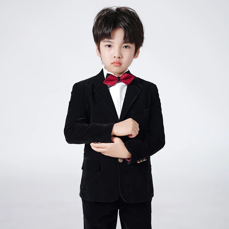 Boys Suit Jacket for Kids Formal Velvet Blazer School Uniforms