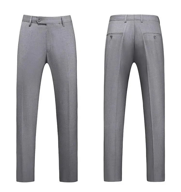 19 Colors High Quality Men's Solid Color Slim Fit Suit Pants Fashion Formal Business Social Groom Wedding High End Trousers
