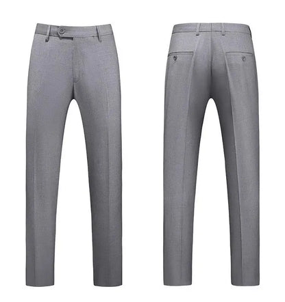 19 Colors High Quality Men's Solid Color Slim Fit Suit Pants Fashion Formal Business Social Groom Wedding High End Trousers
