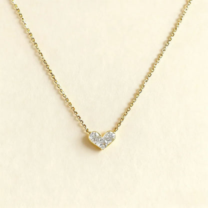 3-Stone Round Cut Full Moissanite Pendant Necklace Heart Shape for Woman 925 Silver Certified Lab Diamond Lucky Neck Chain