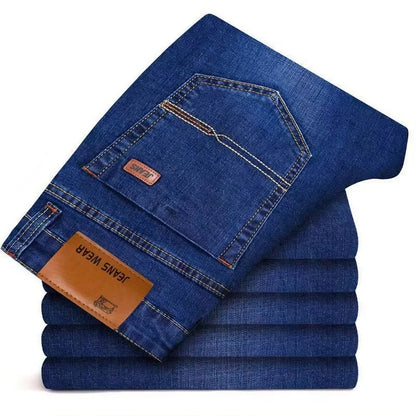 2026 new light luxury business comfortable men's jeans, high-end blue and black casual versatile pants straight leg men's pants