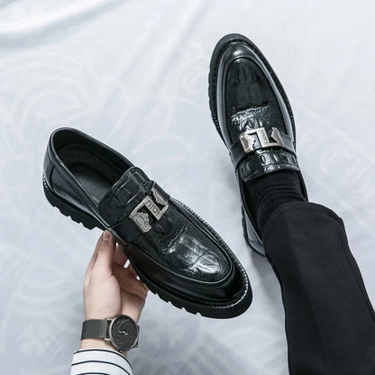 Mens Loafers Party Business Thick Soled Men Leather Shoes Dress Platform Shoes Comfortable Fashion New Casual Shoes for Men