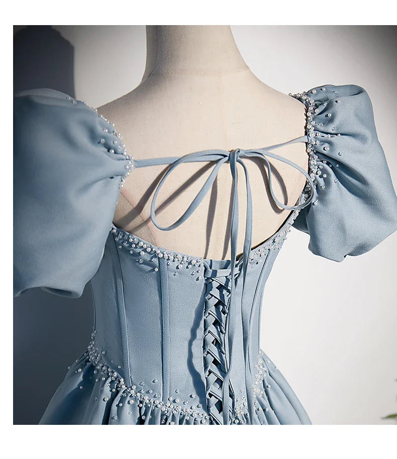 Palace Style Women's Evening Dresses Light Luxury Satin Lace-up Slimming Banquet Ball Gown Skirt Prom Dress Vestidos