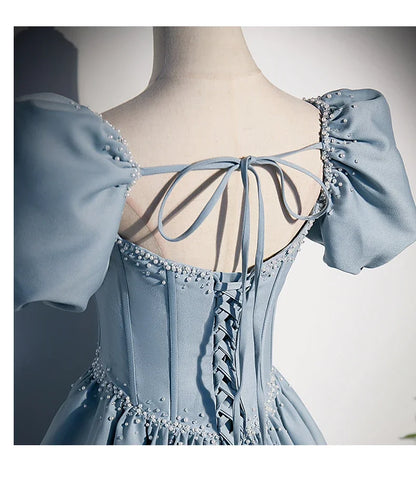 Palace Style Women's Evening Dresses Light Luxury Satin Lace-up Slimming Banquet Ball Gown Skirt Prom Dress Vestidos