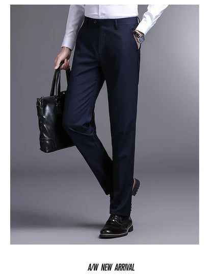 Top Grade New Brand Fashion Relax Fit Suit Pant Office Trousers For Men Dress Pants Business Straight Trousers Men's Clothing