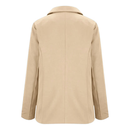 Women\'s Solid Color Fashion Casual Long Sleeve Button Pocket Blazer Solid Button Casual Elegant Coat Trendy Loose Suit Outwear