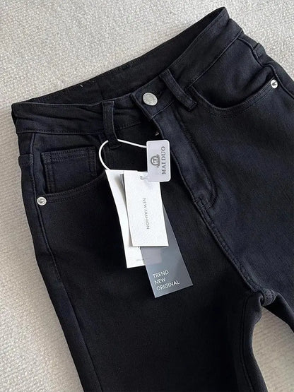 Y2K Loose Jeans Women Casual Trousers Baggy Denim Pants for Ladies Soft Stretch Waist Winter Thermal Fleece Lined Comfort Fit