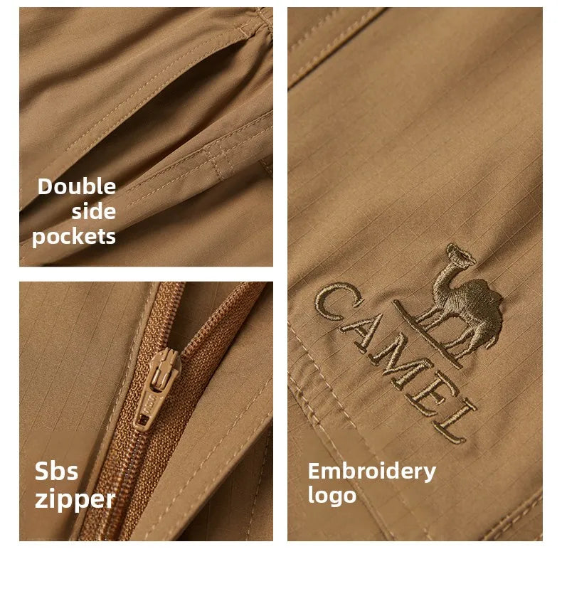Men's Outdoor Hiking Pants 2026 Summer Sports Waterproof Straight Paratrooper Light Loose Mountaineering Pants
