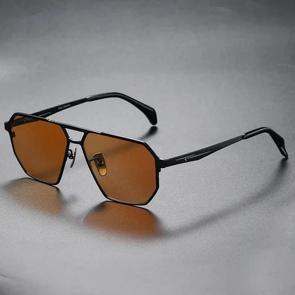 2026 New Fashion Pure Titanium Frame Polarized Sunglasses Men Luxury Glasse Frame  Retro Square