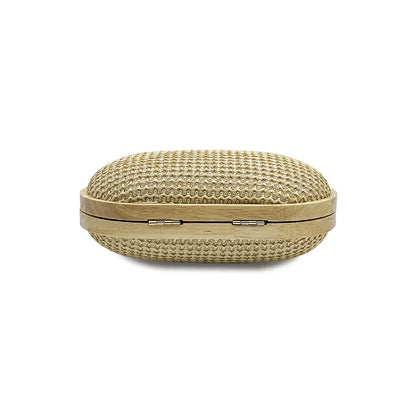 fashion Oval PP straw clutch bag for women wooden clip Handbags elegant weave summer beach bag trend shoulder crossbody bags