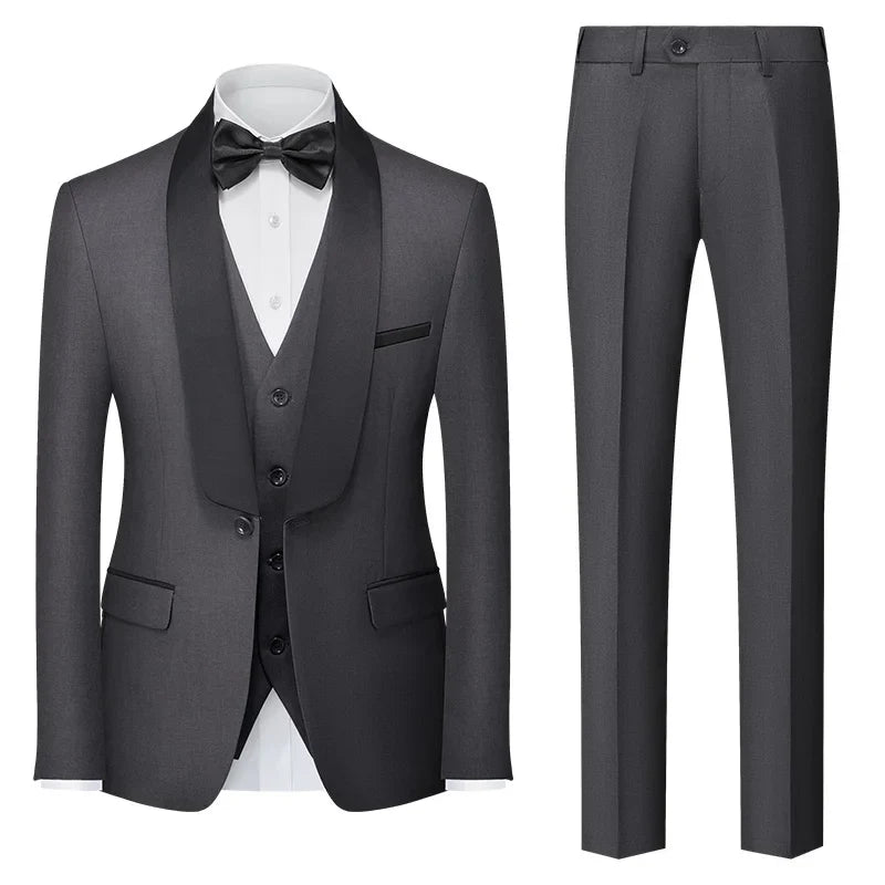 Red Men's Suit 3 Piece, Wedding Party Dress Jacket with Pants Vest, Blue, Green, Gray, Black Available, Asian Size M-5XL 6XL