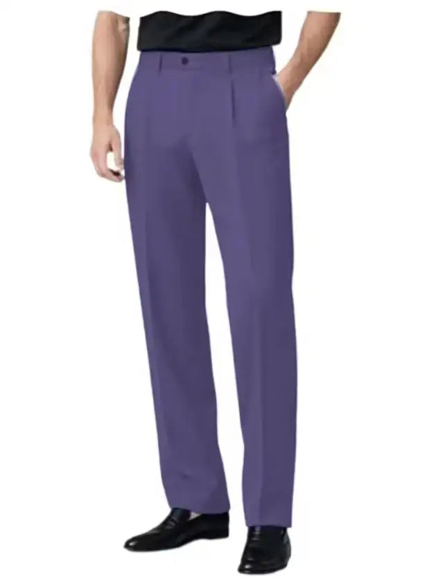 Men's Pleated Dress Pants Wide-Leg Versatile Premium Formal Banquet Wedding Summer Casual Trousers Chinos Business Daily Office