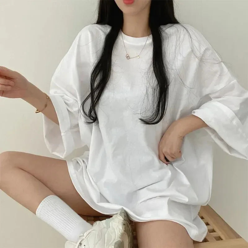 2024 Summer Women Short Sleeve T-shirts Harajuku Streetwear Female O-neck Pullover Tops Korean Style Ladies Casual Loose Tees
