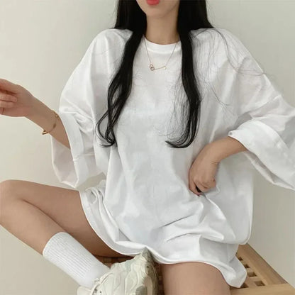 2024 Summer Women Short Sleeve T-shirts Harajuku Streetwear Female O-neck Pullover Tops Korean Style Ladies Casual Loose Tees