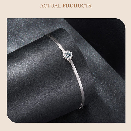 Bracelet femme en argent sterling 925 avec moissanite 0,5 carat en forme de bourgeons, serti de griffes, chaîne serpent réglable, cadeau d'anniversaire