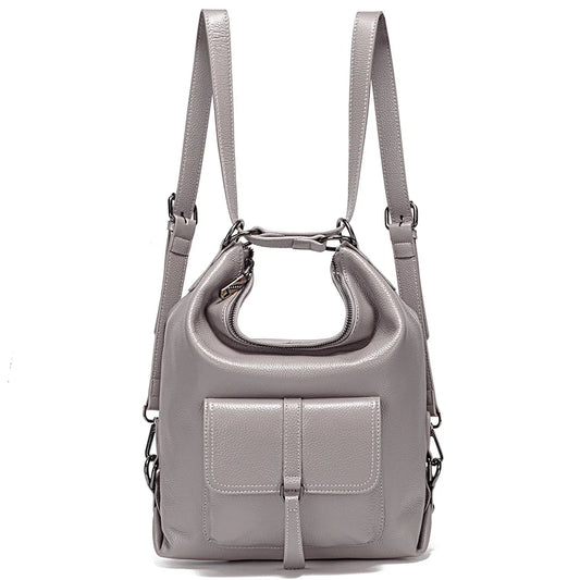 Stylish Women Shoulder Bag 100% Genuine Leather Large Capacity Handbag Multifunction Satchel Bag Backpack Brown 2 in 1 Bag