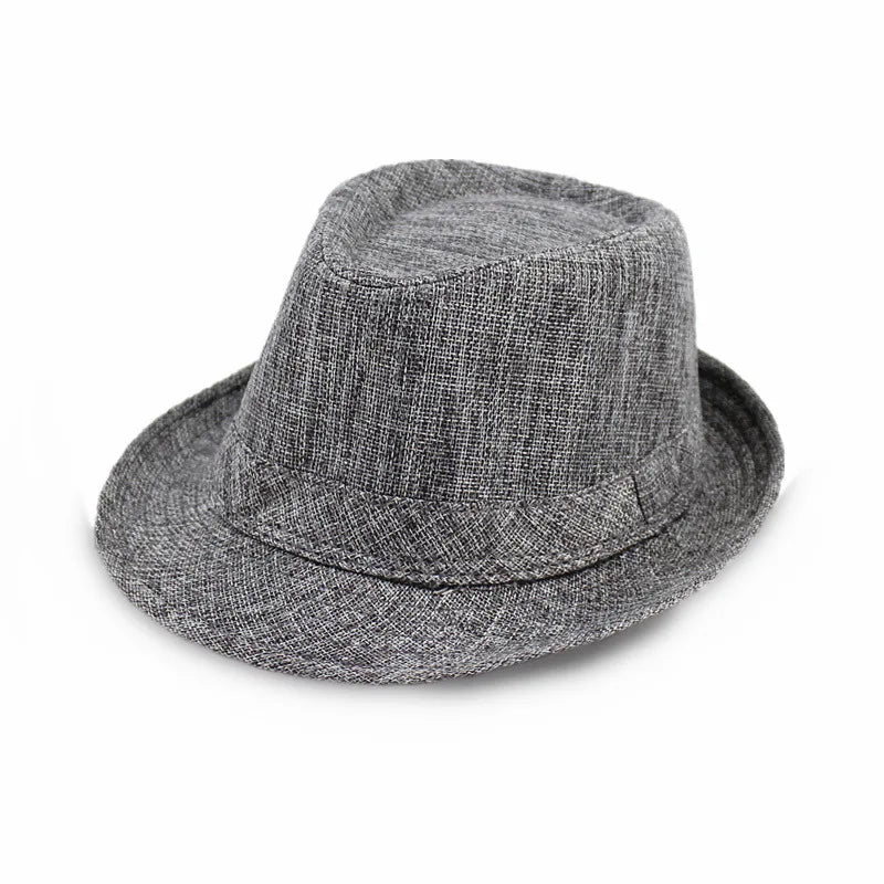 Summer Fedoras for Men Middle old aged Cap Linen Panama Solid  Jazz Hat Cowboy  Men's Women's  British Party Sun Hat