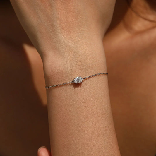 Bracelet en moissanite ovale 1 carat en argent sterling 925, chaîne maillons à la mode pour femme, bijoux raffinés