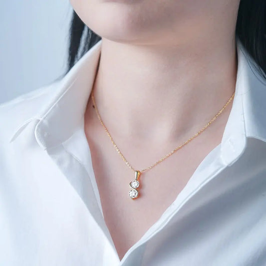GRA Certified 1CT Moissanite Round Pendant Necklaces for Women 925 Sterling Silver Fine Jewelry Chains for Wedding Gift