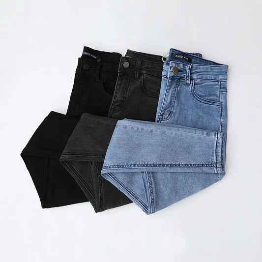 Women Jeans Retro High Waist Stretch Pencil Denim Pants Elastic for Woman Female Trousers Autumn Winter Ladies