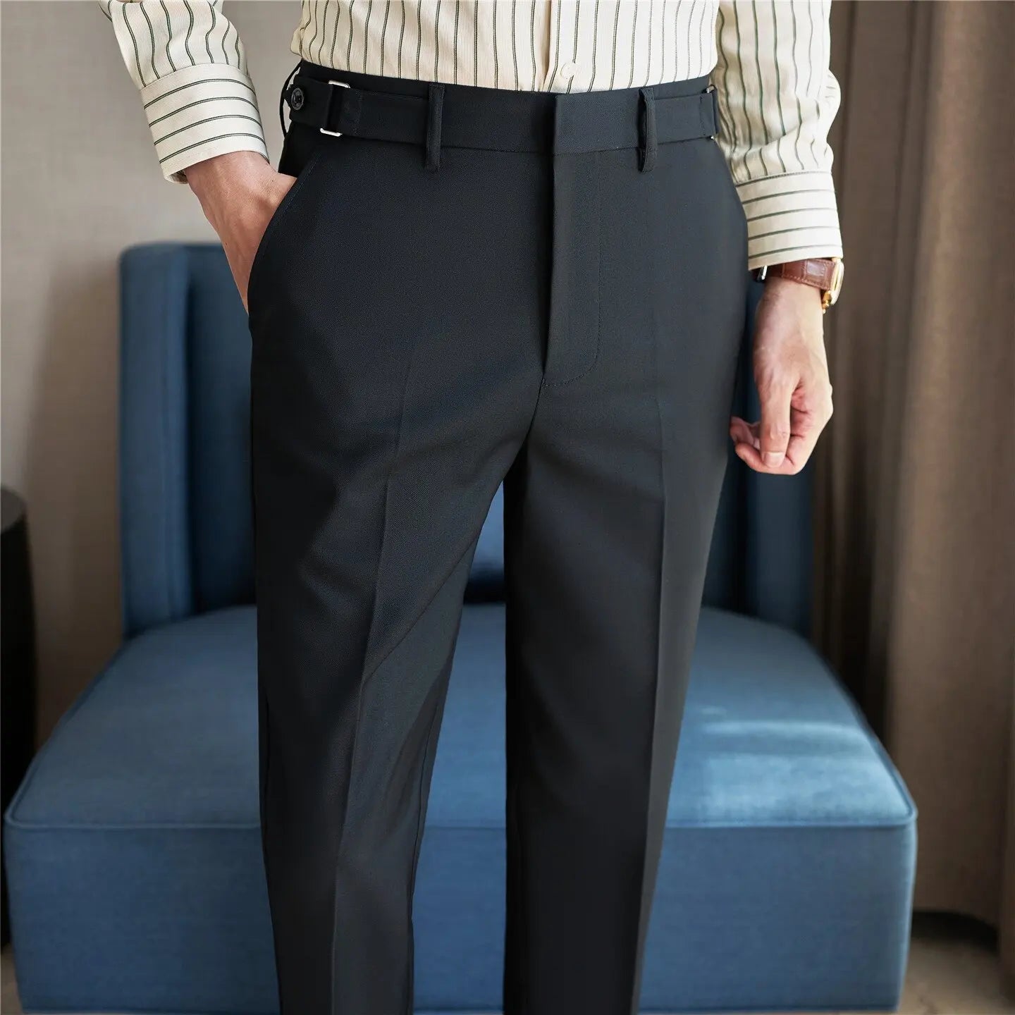 Neapolitan Fashion Business Casual Pants Men's Straight Leg Slim Fit Suit Pants Formal Office Social Wedding Dress Pants