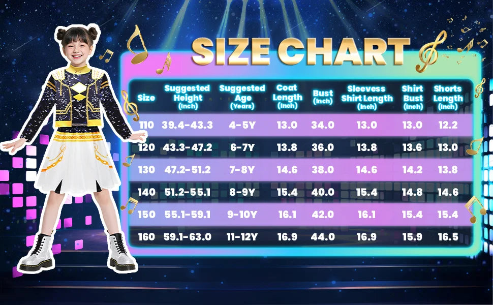 3Pcs Kpop Costume Rumi Singer Dance Dress 3D Print Girls Halloween Christmas Costumes Cosplay Fancy Stage Performance Outfits