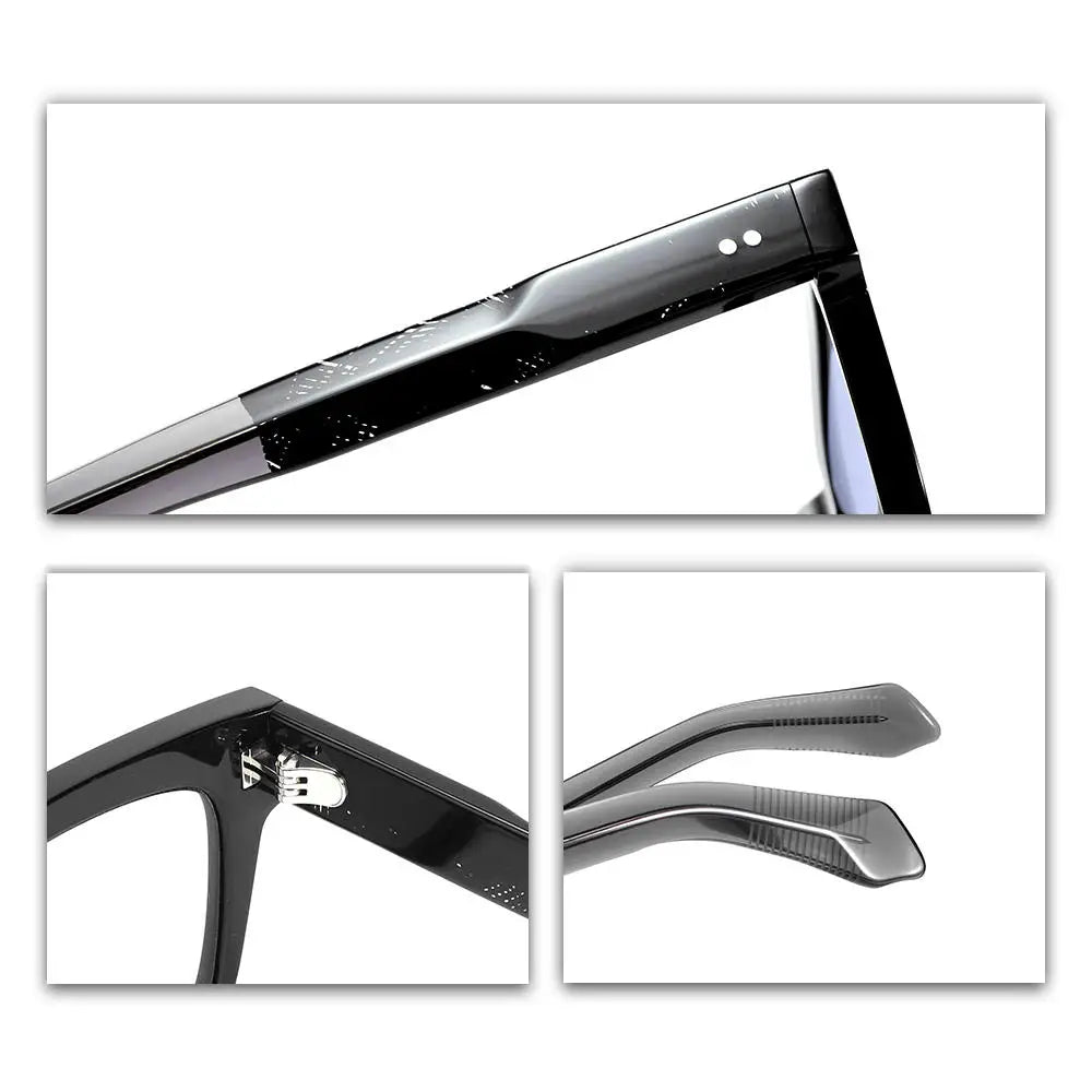 Oversized Glasses for Women Men Polarized Sunglasses Retro Thick Acetate Frame Trendy Wide Bridge UV400 Daily Wear