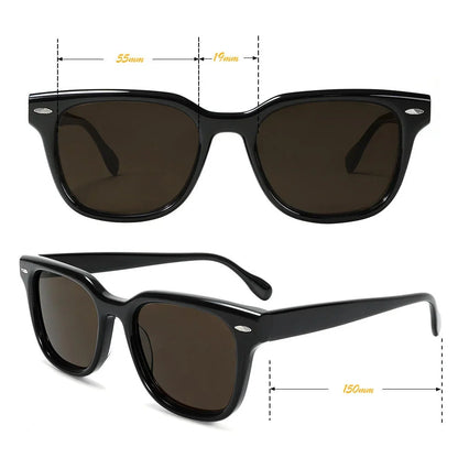 Black Acetate Sunglasses Vintage Rivet UV400 Non Polarized Lens Unisex High End Designer Sun Glasses Retro