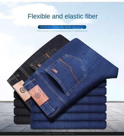 Brand 2026 New Men's Slim Elastic Jeans Fashion Business Classic Style  Denim Pants Trousers Male