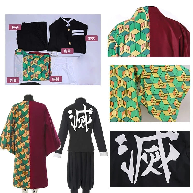 Tomioka Giyuu Japanese Anime Cosplay Costume Suit with Wig for Boys Adult Carnival Halloween Party Gift Tomioka Giyuu Uniforms