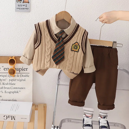 New Autumn Baby Clothes Children Boys Vest Shirt Pants 3Pcs/Sets Kids Clothing Infant Casual Cotton Costume Toddler Tracksuits