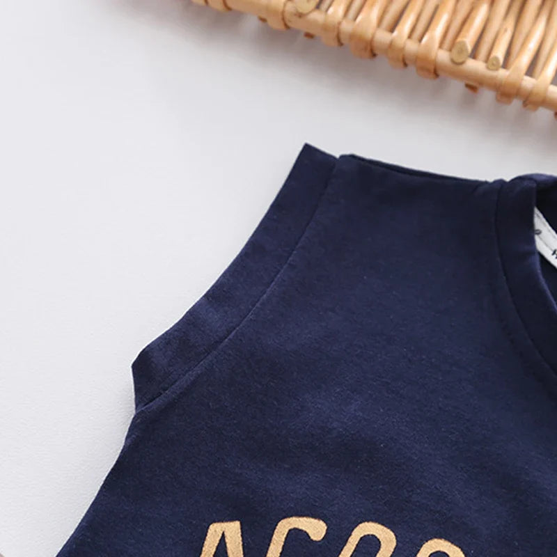 0-5-Year-Old Boys' Set Summer Children's Sleeveless Top Casual Shorts Two-Piece Set Men's Baby Fashion Clothes