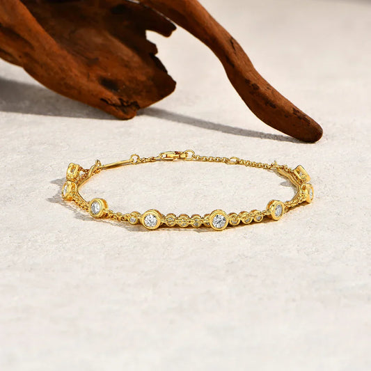 Bracelets Moissanite Empilables à Trois Couches en Argent Sterling 925, Bracelet Réglable pour Femmes 16+3cm, Bijoux de Fête Charmants