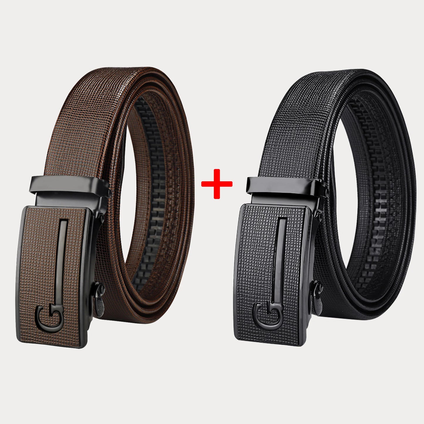 Two Pack New Men's Belt Automatic Buckle Waist Belt Korean Version Trendy Casual Versatile Middle-Aged Youth Business Pants Belt