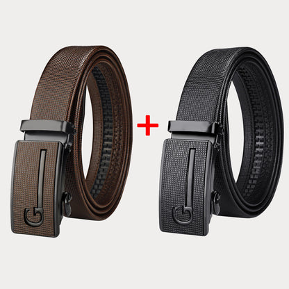 Two Pack New Men's Belt Automatic Buckle Waist Belt Korean Version Trendy Casual Versatile Middle-Aged Youth Business Pants Belt