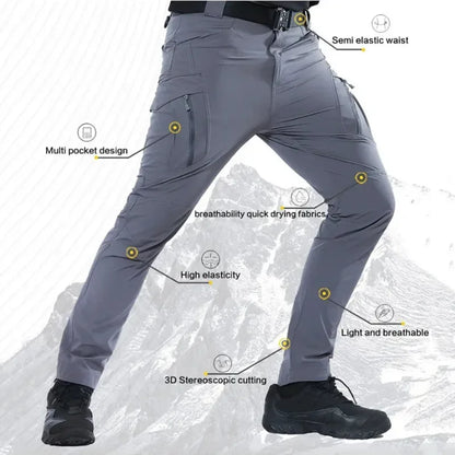 Outdoor Multi Pockets Cargo Pants Men Breathable Quick Dry Pants High Elastical Casual Spring Summer Loose Tactical Trousers Men