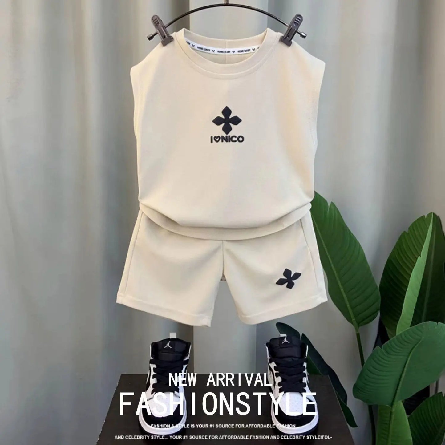 Summer Children Boys 2PCS Clothes Set Cotton Letter Bear Sleeveless Tops Tee Suit Thin Cool Sporty Shorts Kid Babys Boys Outfits