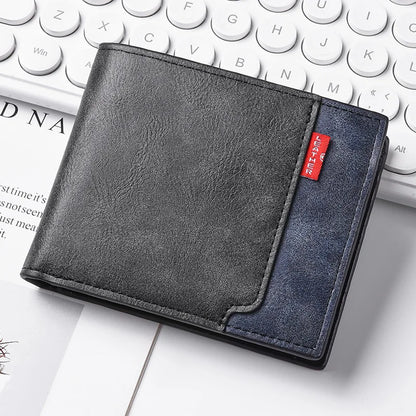 New men's frosted large capacity wallet, business triple fold thin zipper, soft leather wallet, short wallet