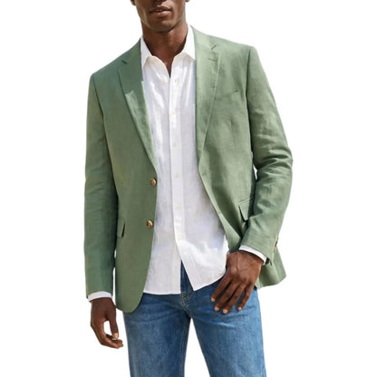 Sage Green Linen Blazer for Men Summer Beach Party 1 Piece Man Suit Jacket Notched Lapel Slim Fit Male Fashion Suit XS-5XL