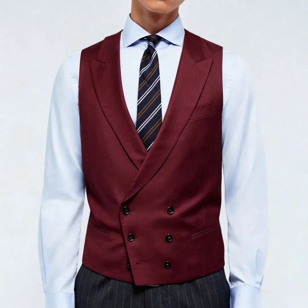 Men Vest Pink Double Breasted With Lapel Solid Waistcoat For Wedding Banquet Business Work Office Casual Daily Men Suit Vest