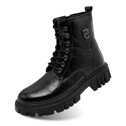 Genuine leather men's boots High top style autumn and winter Classic Black Brown Outdoor quality adult Thick soled shoes New