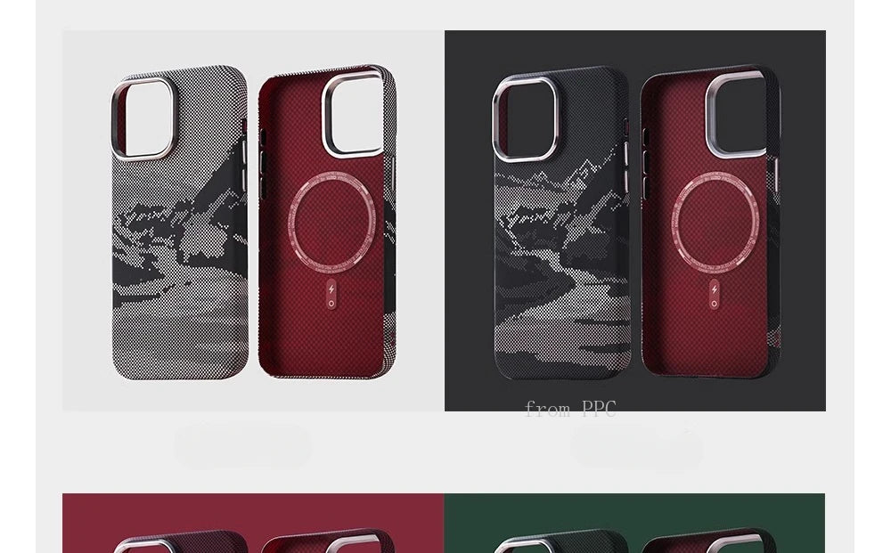 Abstract Landscape Relief for MagSafe Phone Case for iPhone 16 15 14 Pro Max 17 Wireless Charge Alloy Lens Shield Hard PC Cover