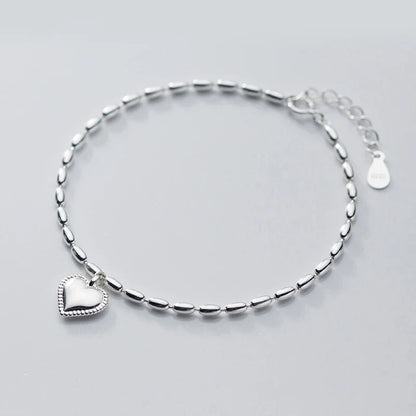 Hight Quality 100% 925 Sterling Silver Heart Bracelet for Women Adjustable Geometric Oval Link Chain Fine Jewelry Bijoux