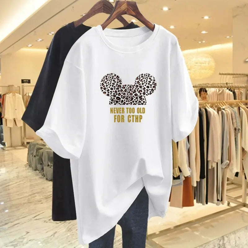 Summer Pure Cotton Fashion Letter Printing T-shirts Women Casual Oversized O-neck Short Sleeve Top Tee Basic Pullovers M-6XL