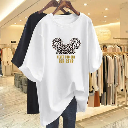 Summer Pure Cotton Fashion Letter Printing T-shirts Women Casual Oversized O-neck Short Sleeve Top Tee Basic Pullovers M-6XL