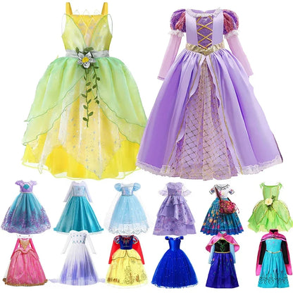 Kids Princess Dress Variety Set for Girl Cosplay Halloween Birthday Party Costume Gown 2-8Y Vestido Girls Birthday Gifts