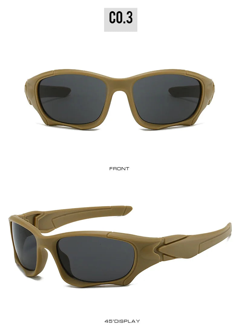 New UV400 Punk Men's Fashion Sport Sunglasses Cycling Driving Tactical Windproof  Coated Frame Fishing Riding Sun Glasses